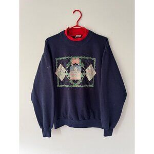 90s vintage winter festive holiday faded graphic cozy crewneck pullover sweater
